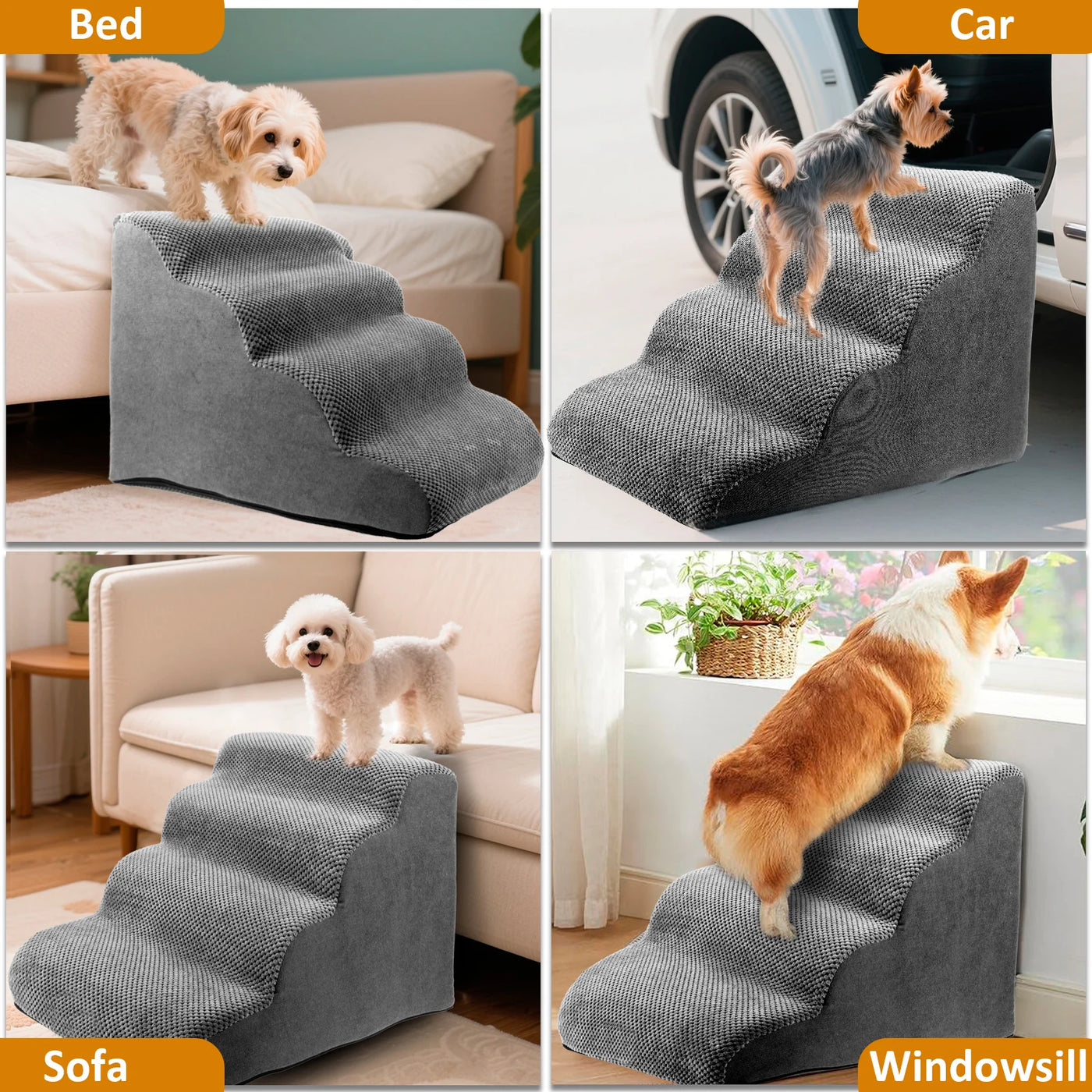 Curved Pet Ramp Stairs – Corduroy Steps for Small Dogs & Cats – Ruff ...
