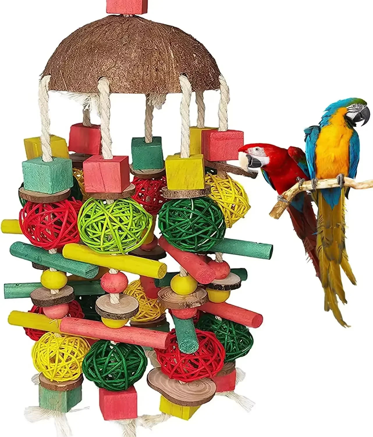 🦜 Parrot Toys & Accessories Set – Bird Cage Swings, Stands – Ruff-Cut Shop