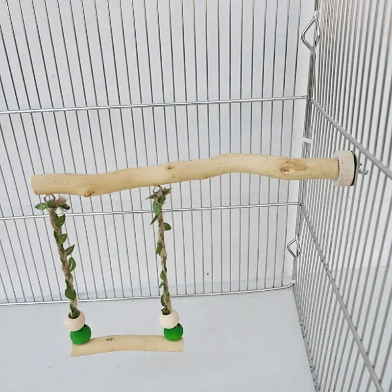 Parrot Stand Pole – Double Layer Swing Toy for Birds, Claw & Beak Grin ...